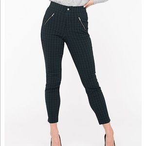 Plaid Microtwill Button Front Skinny Pant